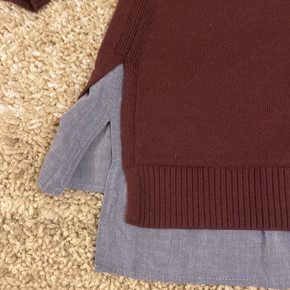 Tommy Hilfiger Sz S Burgundy & Blue Collar & Hem “Faux Double” - Picture 10 of 10